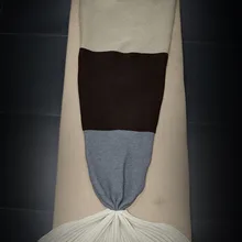 Шерсть смешивается 180*80 см вязаное одеяло «хвост русалки» для детей и взрослых Детские Русалка одеяло Пледы кровать детская Пеленальный спальный мешок