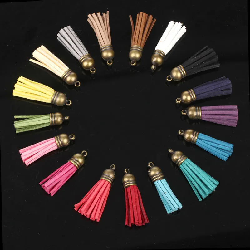 

Free Shipping 35mm 100cs/lot Handmade Leather Tassel Charms Cell Mobile Phone Straps Accessories D0287