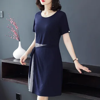 

New2019 Summer Fashion Ladies plus size elegant OL A-line dress asymmetrical slim fit cultivating party Dress vestidos L-XXXXXL
