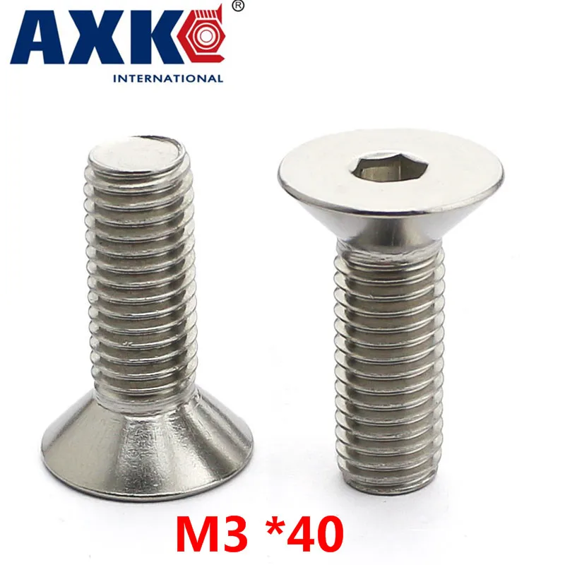 

2023 Rushed Bolt Stainless Steel Rod Axk 10pcs 304 M3 *40 Stainless Steel Countersunk Head Hex / Flat Allen Screws