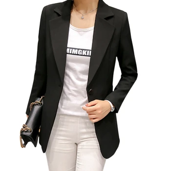 

Wine Red Black Women Blazers Jackets Spring Autumn Single Button Blazer Femenino Ladies Blazer Female Newest 2018