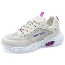 Hoge Kwaliteit Comfortabele кроссовки Vrouwen на платформе Schoenen на шнуровке с сеткой Vrouwen Schoenen Большие размеры Lichtgewicht Vrouwen Platt