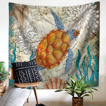 

Mediterranean Sea Animal Mermaid Tapestry Macrame Wall Hanging Beach Towel Sitting Blanket Farmhouse Boho Home Decor Headboard