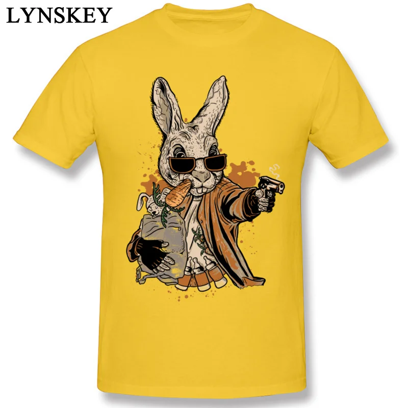 2017 Fashion Mens T-shirts Round Collar Autumn Short Sleeve Cotton Tops Tees smith the rabbit Printed On Sweatshirts yellow