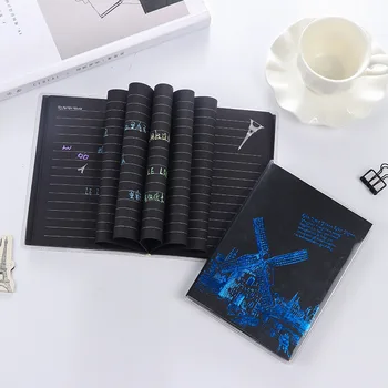 

Kawaii A6 A7 Black Sketchbook Hardcover Stitching Binding Sketchbooks Color Cover Sketch Pad the Office School Supplies Notepad