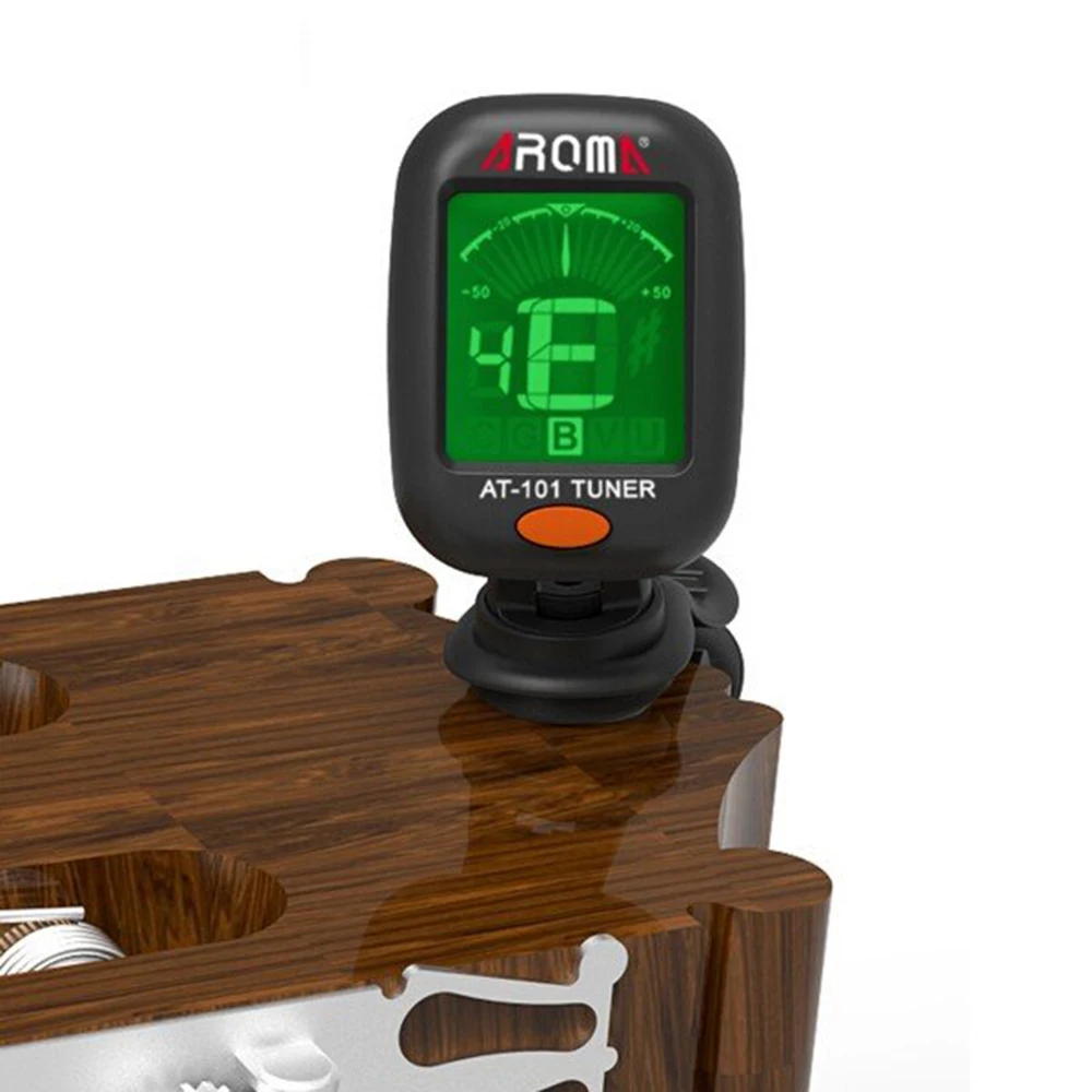 AROMA AT101 Mini LCD Clip Tuner Chromatic Clip On Digital Tuners for