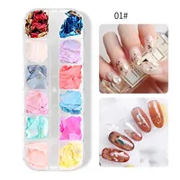 12 цветов abalone shell Ломтики Золотой серебряной фольги стикер Shimme rnail art decoration набор акриловые материалы для маникюра инструмент для маникюра - Цвет: A