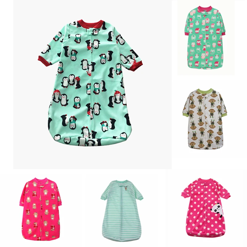 Baby Sleeping Bag Cute Sleep Sack For Newborn Polar Fleece Infant Clothes style sleeping bags Sleeve Romper for 0-9M gigoteuse X