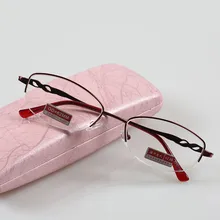 Чашма антибликовые прозрачные линзы Половина оправа Металл красный оптические очки для чтения женские модные очки для чтения