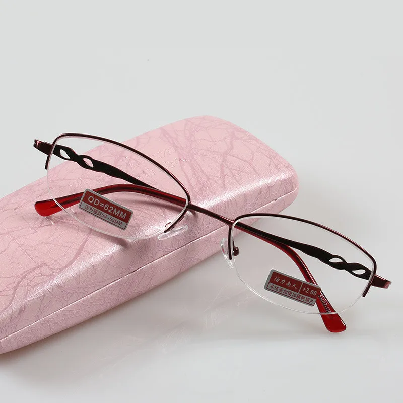 Fashion Eyewear Half Frame Metal Red Reading Glasses Women ...