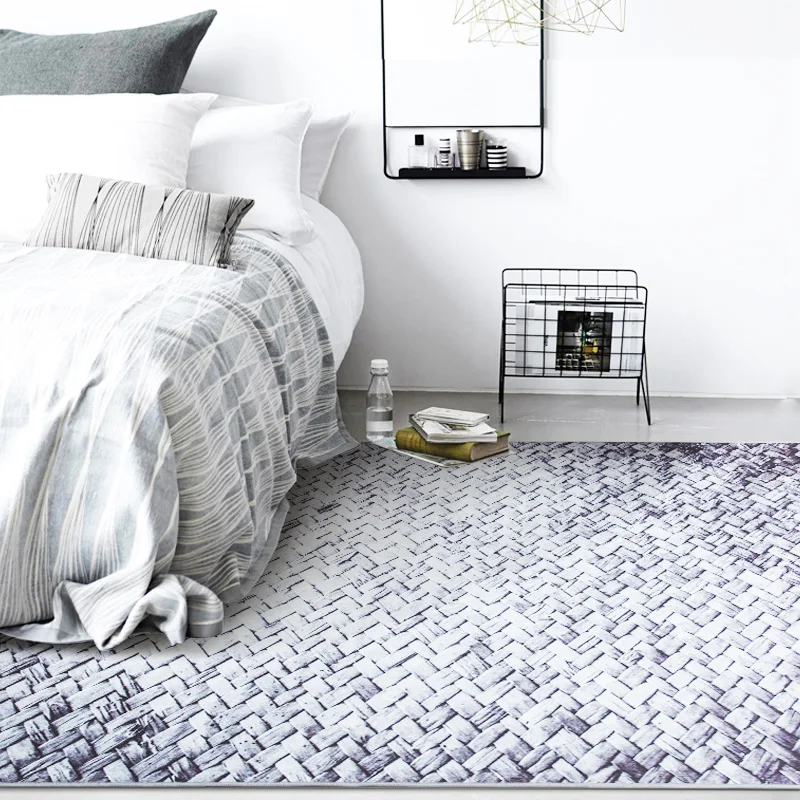 Европейский современный простой Черный и белый в полоску имитация тканого прямоугольный ковер моющийся нескользящая Коврик для диван Гостиная