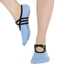 1 пара балетных нескользящих носков для женщин, нескользящие носки для йоги, бандажные хлопковые спортивные носки для йоги