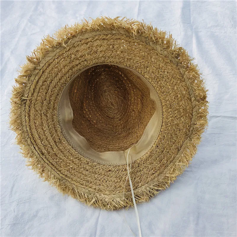 Цветная соломенная затенение шляпа с кисточками, украшенная лентой, шляпа от солнца, женская модная пляжная шляпа, джазовая летняя шляпа для женщин