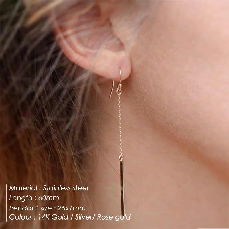 E-Manco, трендовые длинные серьги для женщин, корейские висячие серьги, минималистичные серьги-кольца, модные ювелирные изделия - Окраска металла: YE15763