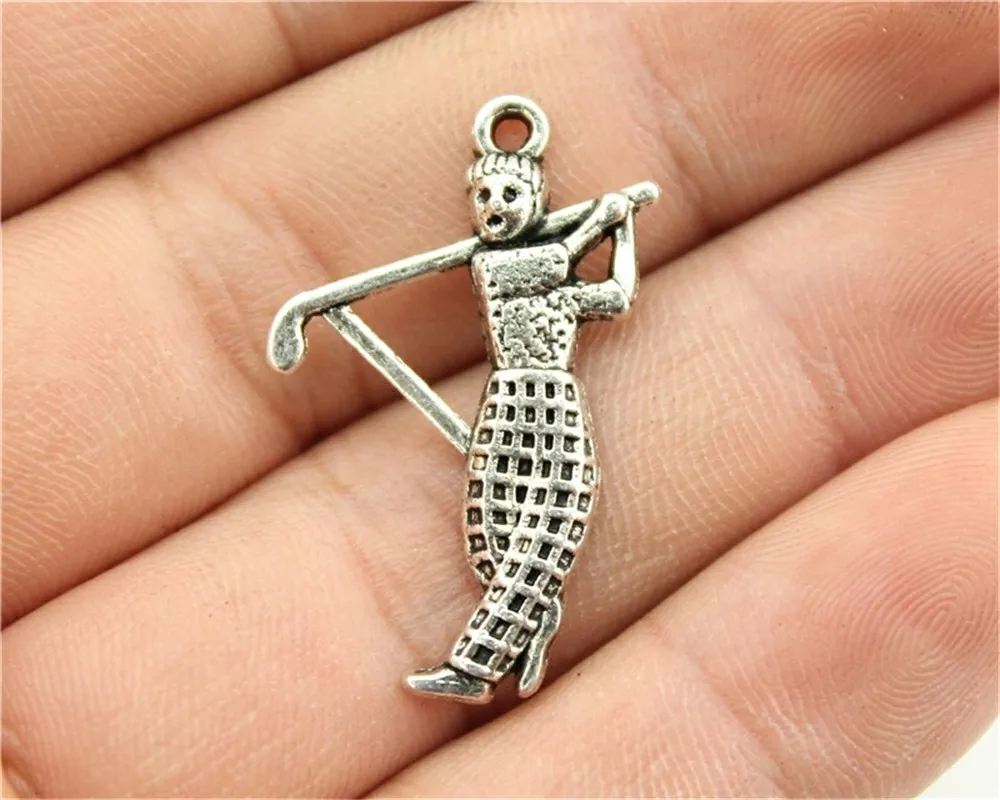 WYSIWYG 12pcs 31x20mm Pendant Golf Player Sport Golf Charm Pendants For