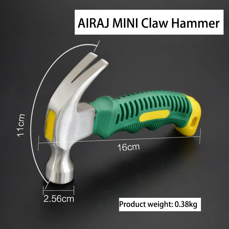 

AIRAJ High Quality Carbon Steel Claw Hammer Nail Rescue Safety Hammer Fiber Handle Mini Siamese Emergency Glass Breaker