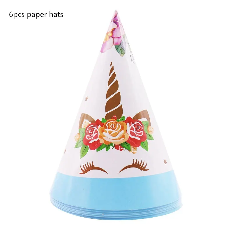 Unicorn Party Supplies Blue Color Unicorn Banner Plates Cups Napkin Cupcake Toppers Baby Shower Kids Birthday Party Decoration - Цвет: 3