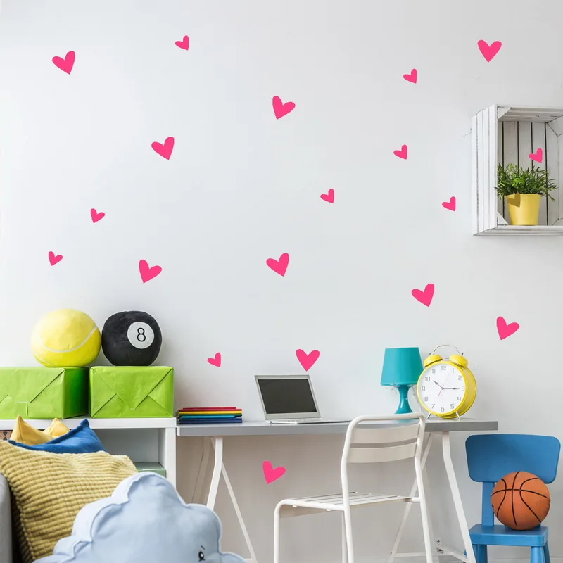 Dozzlor 25PCS/set Cartoon Love Heart Shaped Wall Sticker Children's Room Simple And Innovative Decorative Removable | Дом и сад