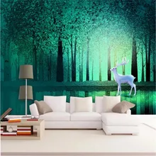 Customized 3d wallpaper Nordic minimalist forest deer hand-painted children's wall high-grade waterproof material Customized 3d wallpaper Nordic minimalist forest deer hand-painted children's wall high-grade waterproof material