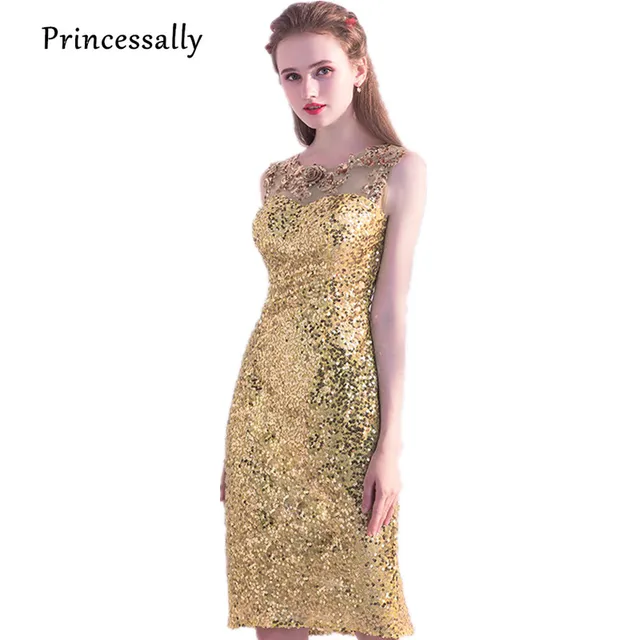 Gold Sequin Cocktail Dress