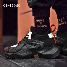 KJEDGB/Новинка; мужская повседневная обувь; кроссовки на толстом каблуке; сезон весна-осень; кроссовки на платформе; модные дизайнерские мужские туфли для взрослых; цвет черный, белый