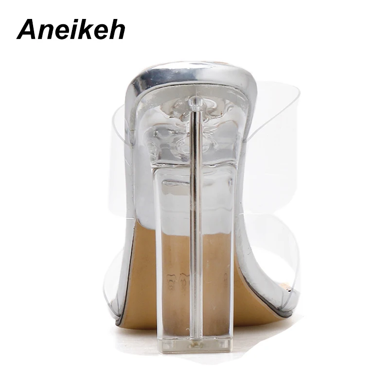 Aneikeh/Новинка 2019 года модный прозрачный Шлепанцы из ПВХ Летняя обувь с открытым