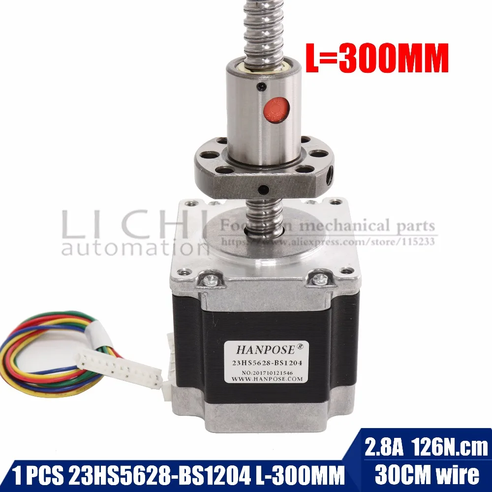 

Nema 23 Stepper Motor 23hs5628-bs1204 ball screw length 300MM , 2 phase, 4-Leads 56mm for CNC 3D Printer