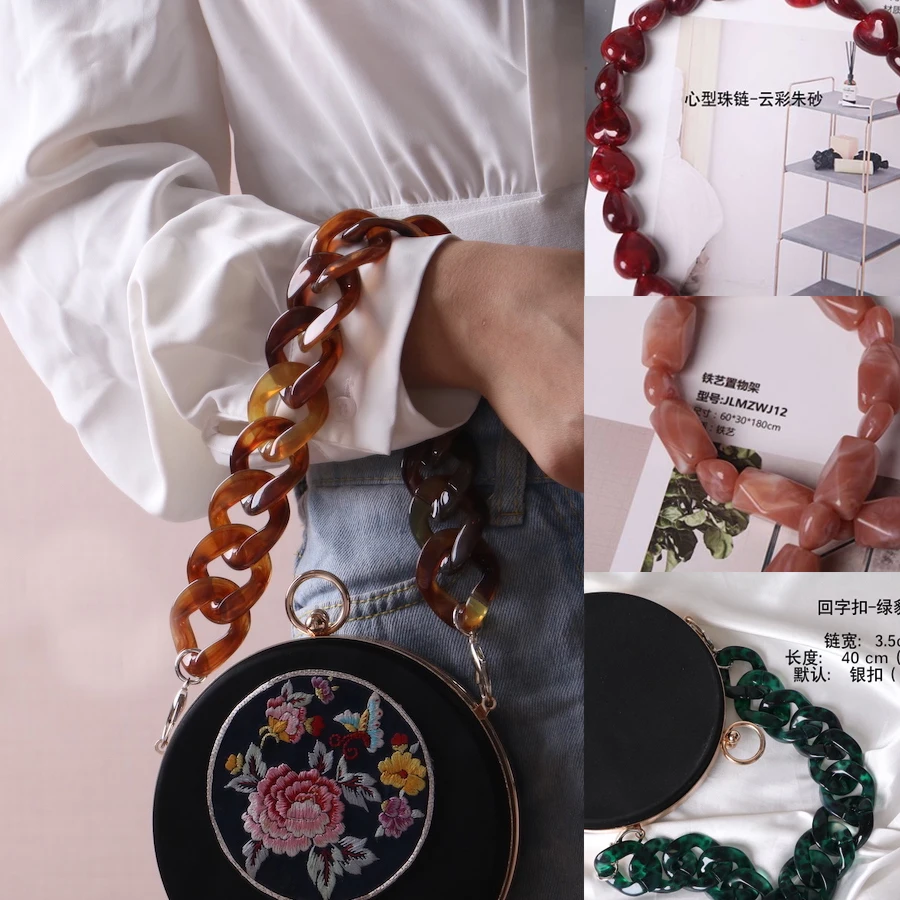 INS Acrylic Chains Bag Strap Shoulder Belt Resin Handbags Belt Purse Straps Handle Bag Accessories Bamboo Bag Acrylic Detachable INS Acrylic Chains Bag Strap Shoulder Belt Resin Handbags Belt Purse Straps Handle Bag Accessories Bamboo Bag Acrylic Detachable