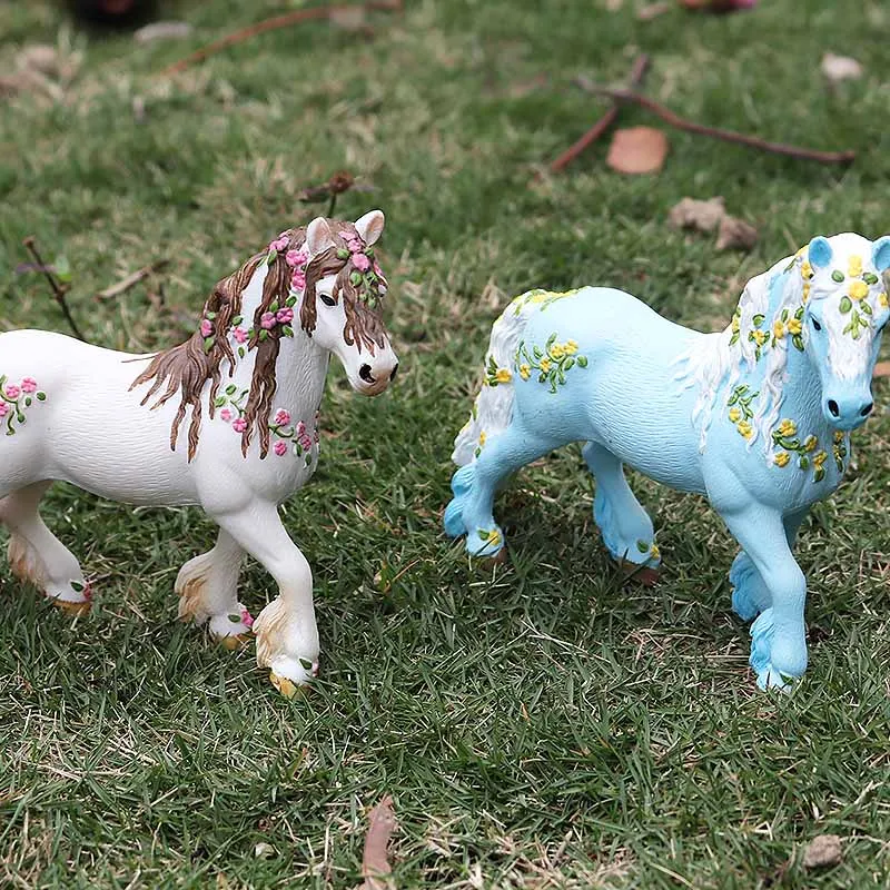 Oenux New Farm Animals Horse Model Action Figures Classic Appaloosa Clydesdale White Horses Figurines Collection Toy For Kids