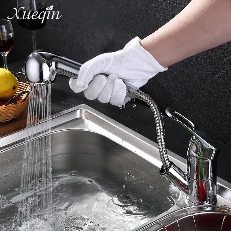 Xueqin G1 2 Pull Out Spray Kitchen Sink Basin Water Faucet Taps Bathroom Chrome Finished Mixer