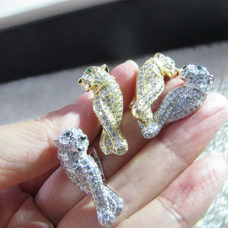 Новые Полностью циркониевые каменные серьги белые/золотые вечерние ювелирные изделия для женщин
