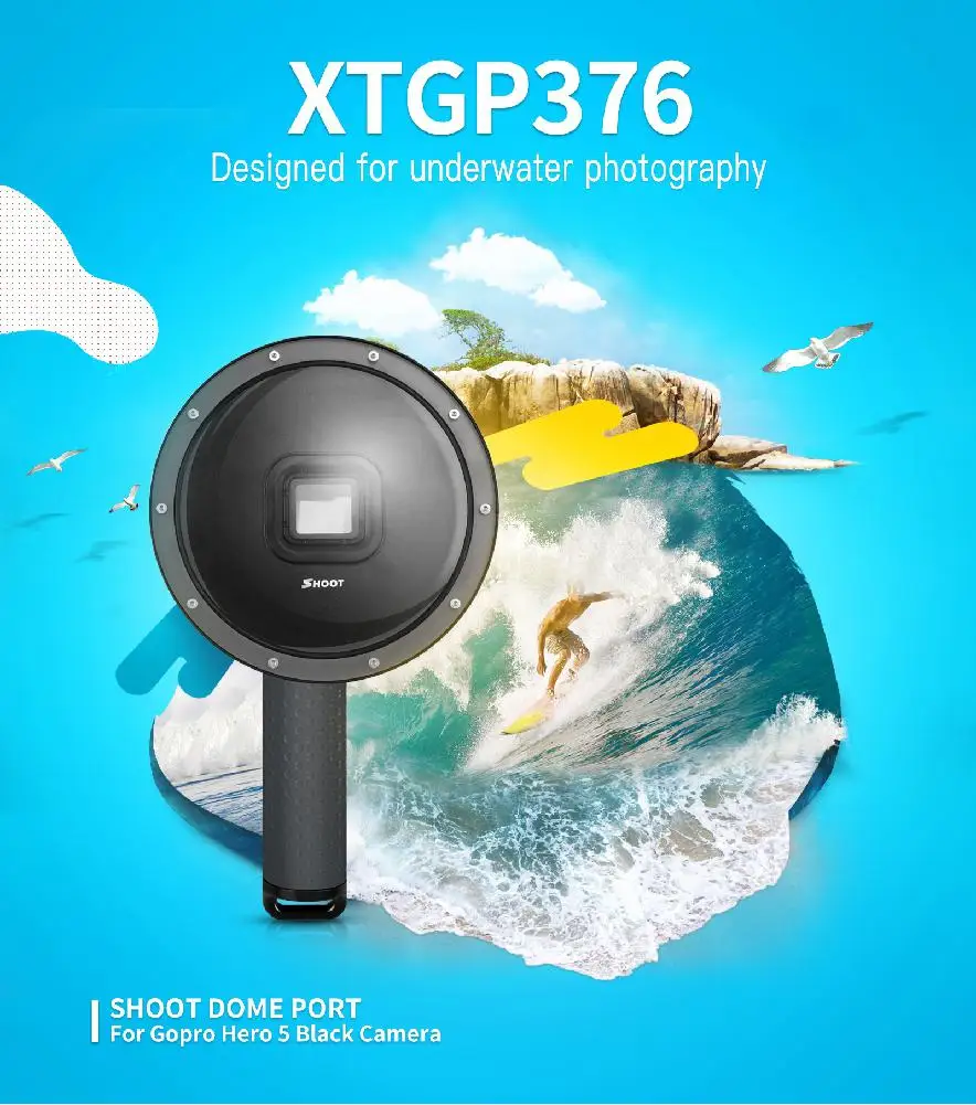 6 дюймов Дайвинг купол порт для GoPro камера Go Pro 7 6 5 черный S порт s Cam с водонепроницаемый чехол купол для Gopro 7 6 5 аксессуар r25