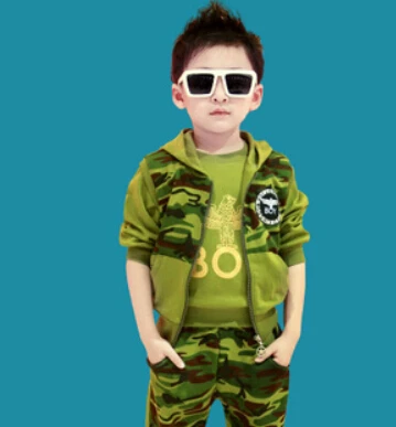 Weoneworld/ детей Костюмы набор осенью и весной камуфляж одежда для мальчиков 1 компл. рубашка с длинными рукавами+ жилет+ Брюки для девочек детская одежда