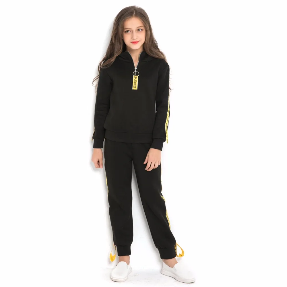 

Boys Girls sportswear autumn winter tracksuits hooded coat + pants 2pcs for 6 8 10 12 14 16 teenage long sleeve sports sets