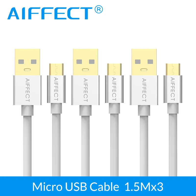 AIFFECT 3X1,5 м Быстрая Зарядка Micro USB кабель Универсальный USB 2,0 зарядный кабель для samsung HTC LG Xiaomi Android - Цвет: 3 x Sliver