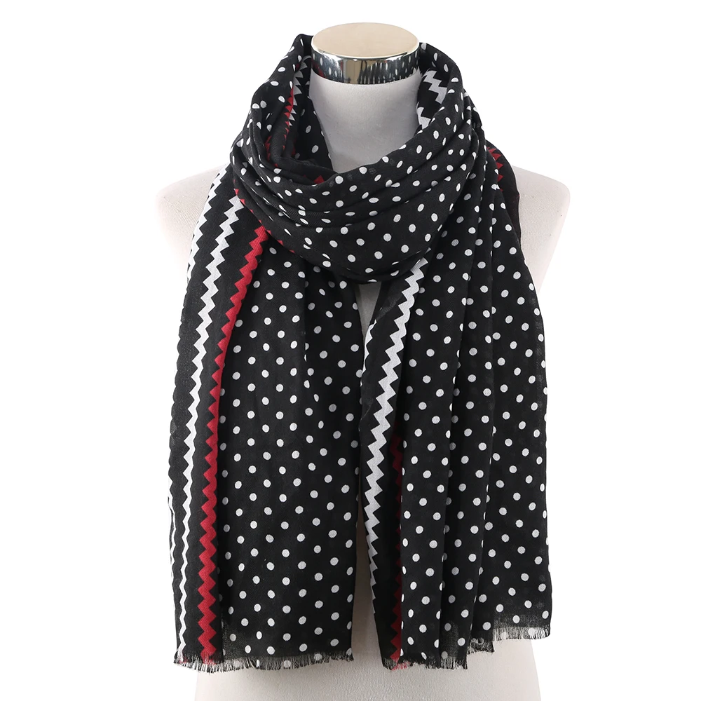 Winfox черный, красный зигзагообразный шеврон в полоску длинные Обертывания платок женский шарф в горошек Для женщин мягкий палантин, шарф