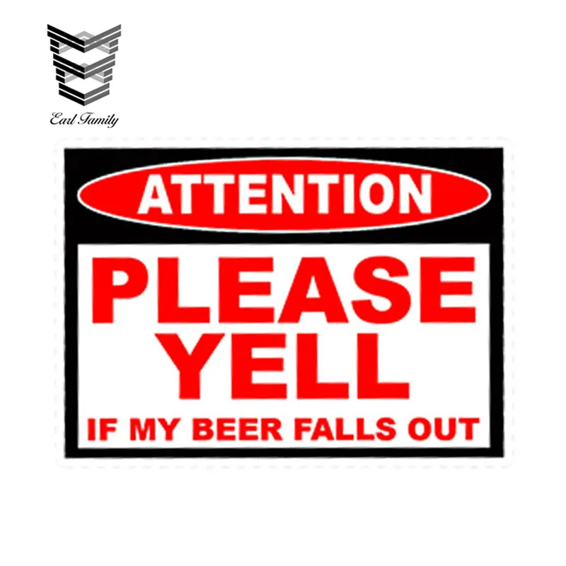 

EARLFAMILY 13cm x 11cm Car Styling Funny Beer Fall Out Warning Sticker Decal Truck Car Vehicle SxS 4x4 ATV Bumper Accessories