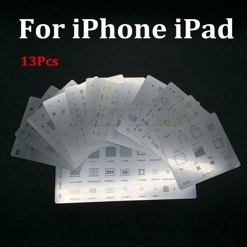 

13Pcs/lot Full Set BGA Reballing Stencil dedicate kit for iPhone 4 4S 5 5C 5S 6 6S 7 Plus ES iPad