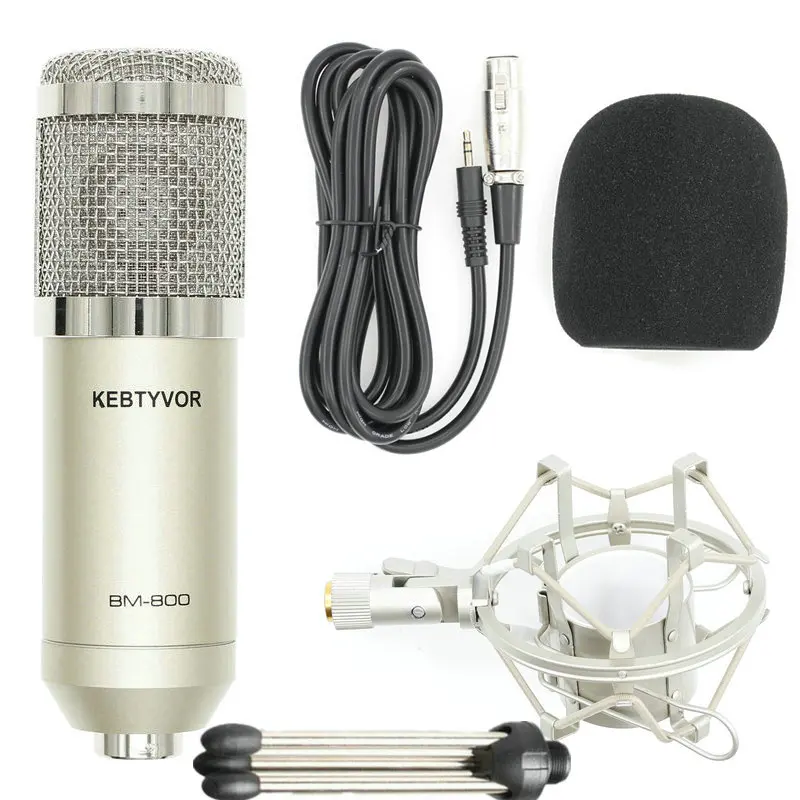 BM800 Mikrofon конденсаторный микрофон Профессиональное аудио студия Запись микрофон для радио Braodcasting пение BM 800 - Цвет: Champagne