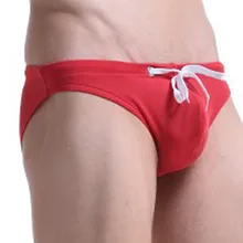 Плавки Шорты мужские плавки штаны тонкий Гей c выпуклой частью для мужчин дышащая шнурок красное пляжное летнее пикантный купальник-бикини