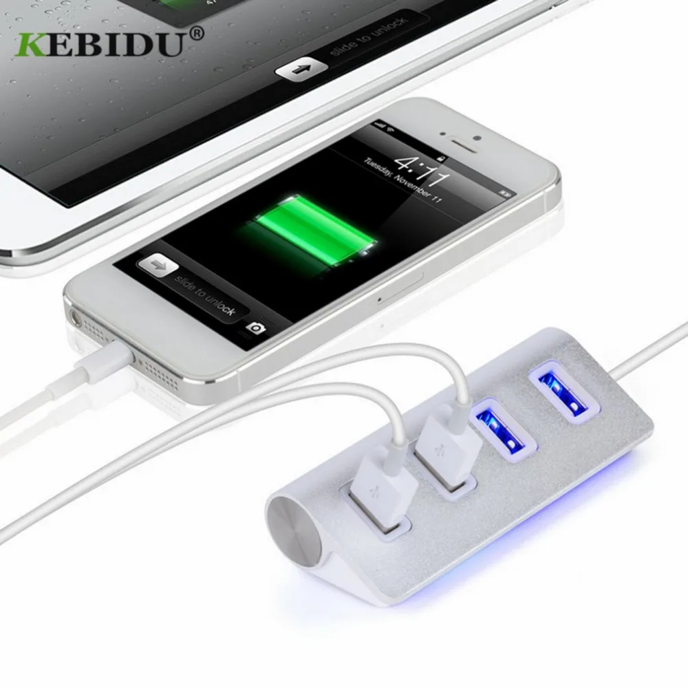 Kebidu usb-хаб, 4 порта, расширитель, несколько конвертеров, портативный usb-хаб, 4 порта, высокоскоростной концентратор, адаптер для ноутбука, ПК, вкладки, usb-хаб