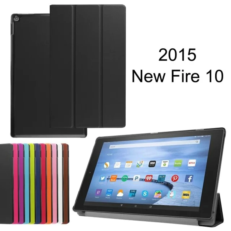 3-папка Ultra Slim Магнитный Роскошный Folio Stand кожаный чехол сна Смарт Обложка чехол для Amazon Kindle New Fire HD 10 HD10 2015
