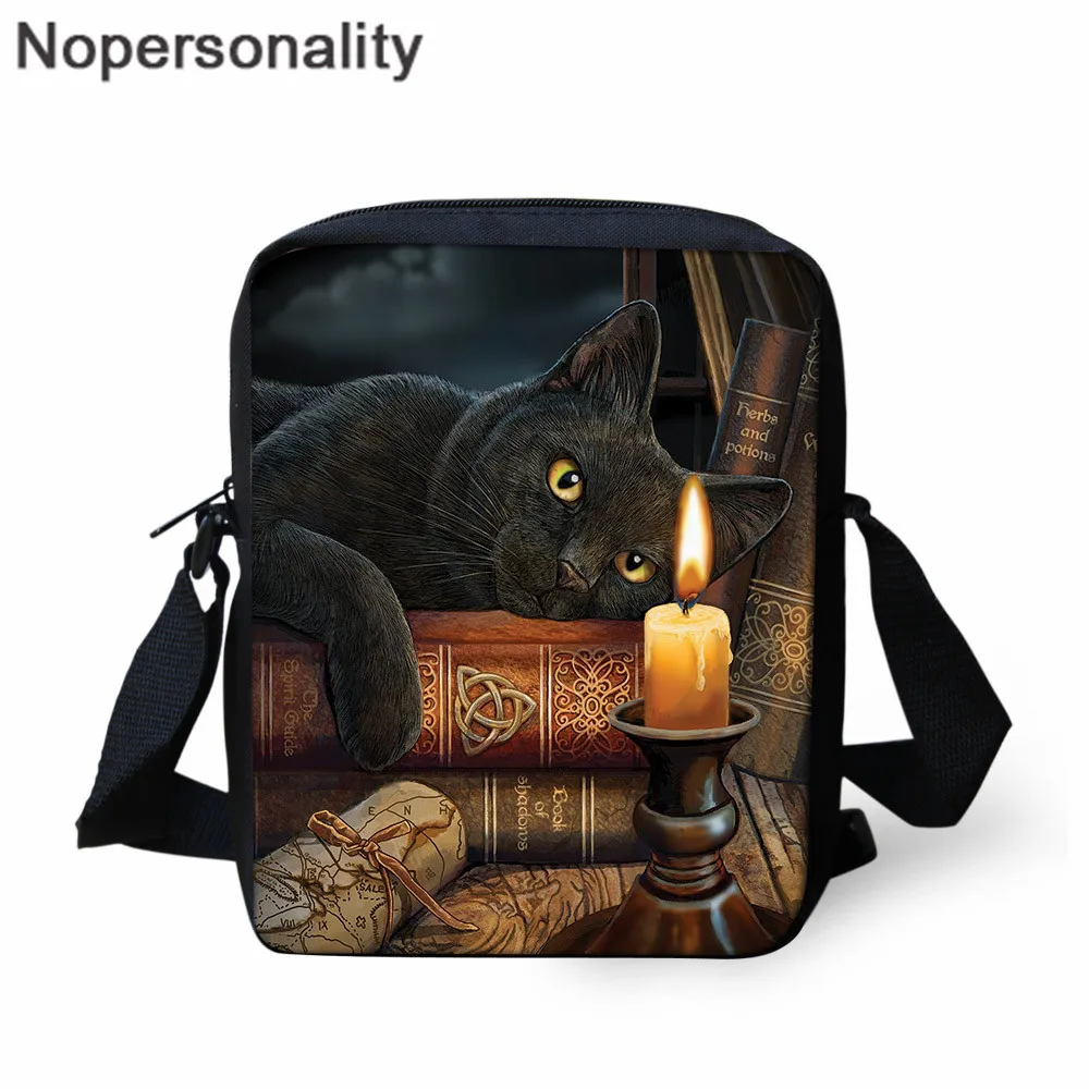 

Nopersonality Gothic Moon Phase Black Cat Prints Women Crossbody Bags Teenager Girls Fashion Shoulder Messenger Bags Female Bag