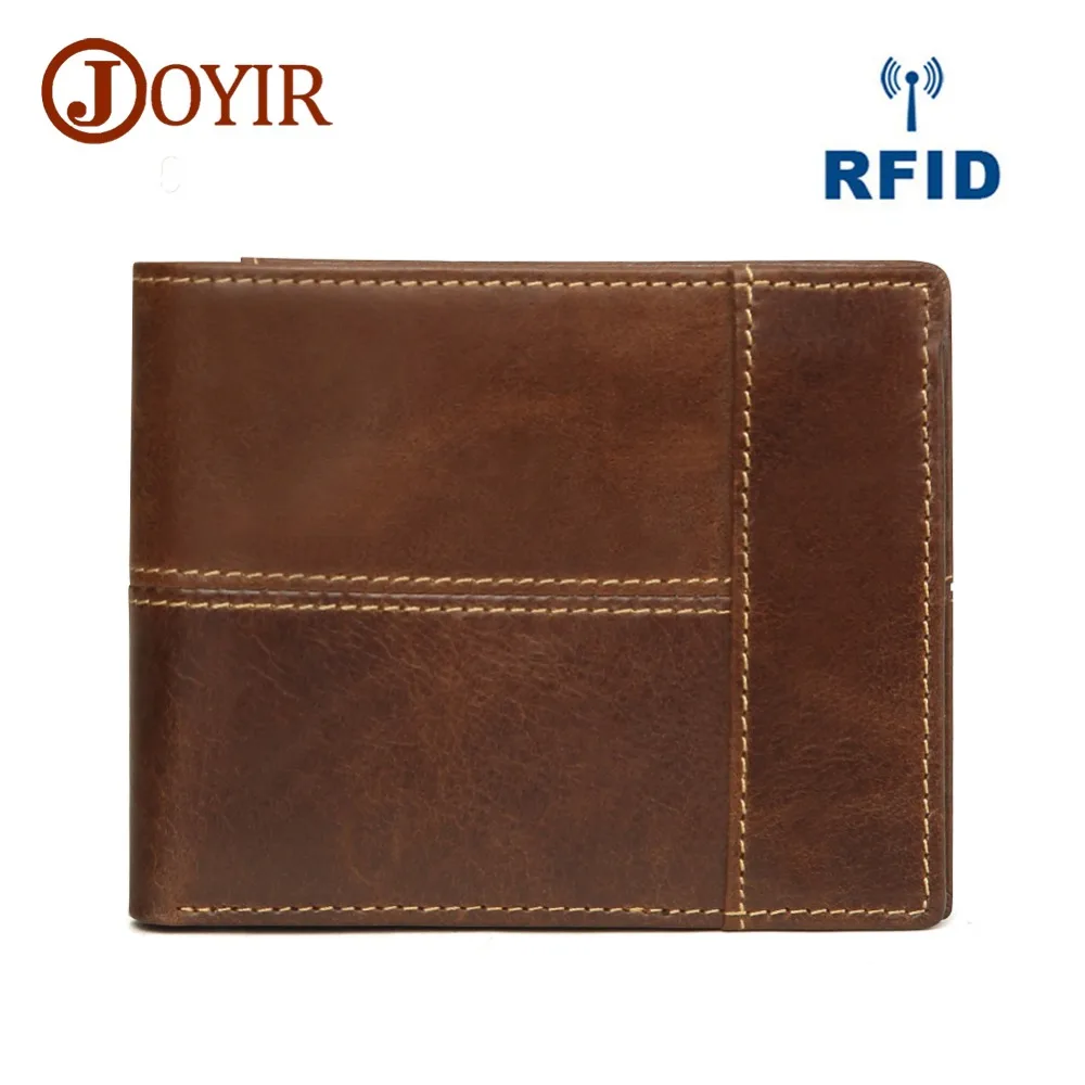 

JOYIR RFID Wallet Men Wallets Genuine Leather Purse Luxury Designer Men Purse Card Holder Bifold Short Purse Clutch Coin Pocket