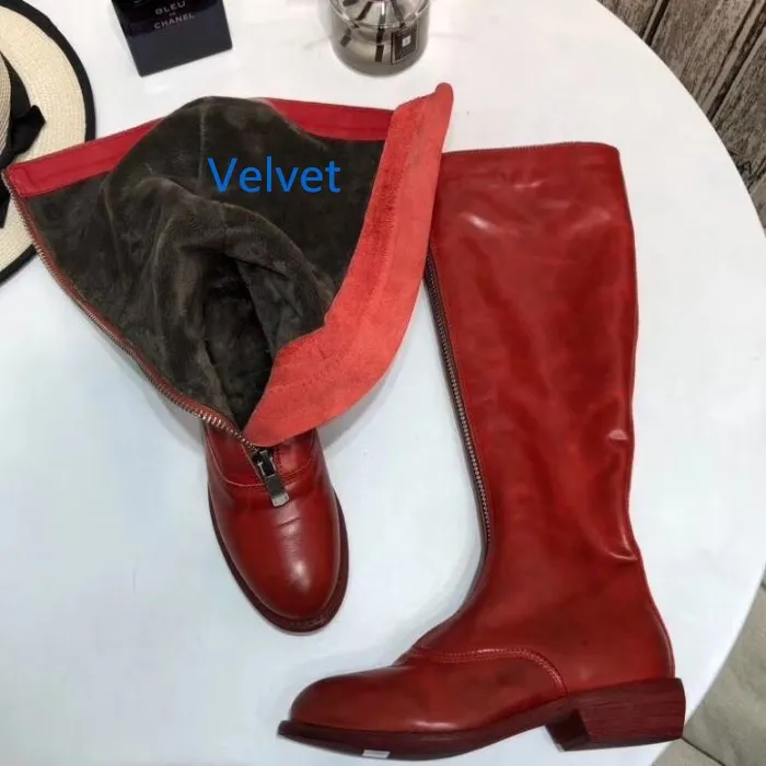 Новейшая модель зимних шерстяных ботинок женские модные теплые сапоги до колена на Высоком толстом каблуке с круглым носком и натуральным мехом - Цвет: as show