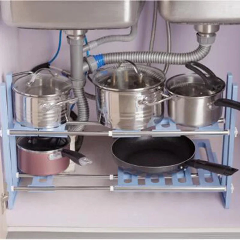 

Multifunctional Double Layer Storage Shelves Adjustable Stainless Steel Kitchen Shelf Bathroom Racks Telescopic Storage Holder20