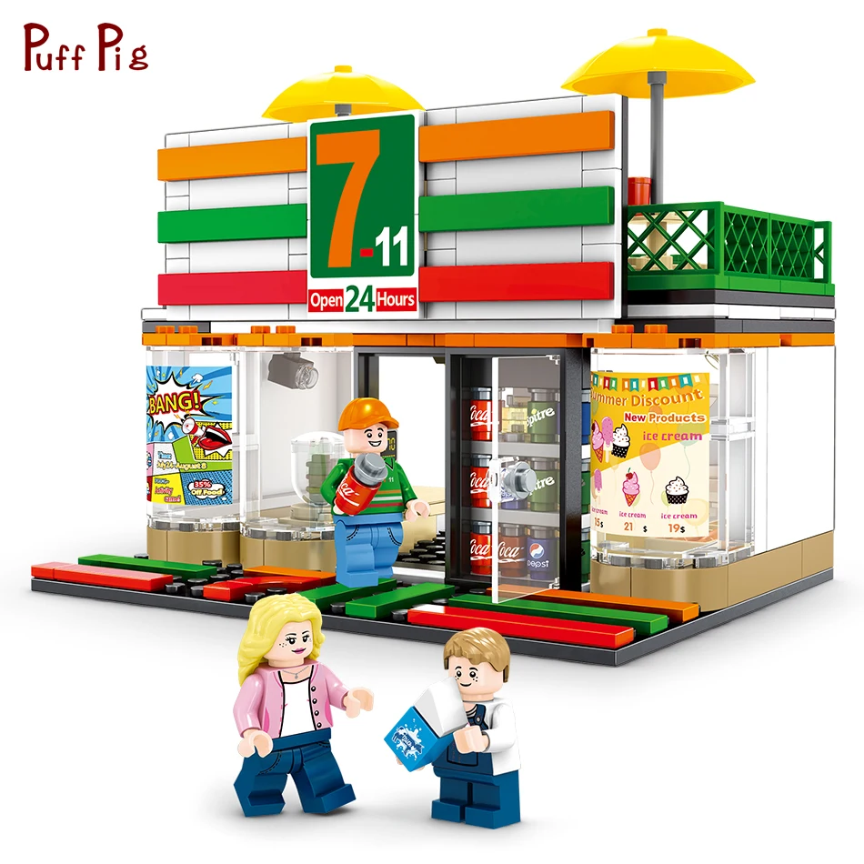 

320pcs Chinese Mini Convenience Store Shop Building Blocks Scene Sets Compatible Legoed Street View Creative Brick Kid Toys Gift