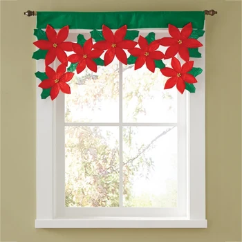 

Fabric Floral Christmas Decorations Curtain For Home Windows Curtain New Year Decoration Curtains navidad Ornaments