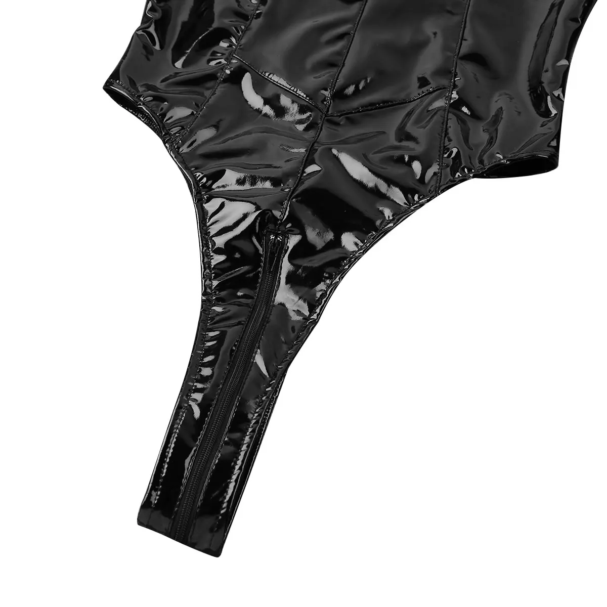 TiaoBug Черный Wetlook искусственная кожа цельное белье открытый бюст молния мотня плавательный костюм без рукавов Женская сексуальная пижама в виде боди