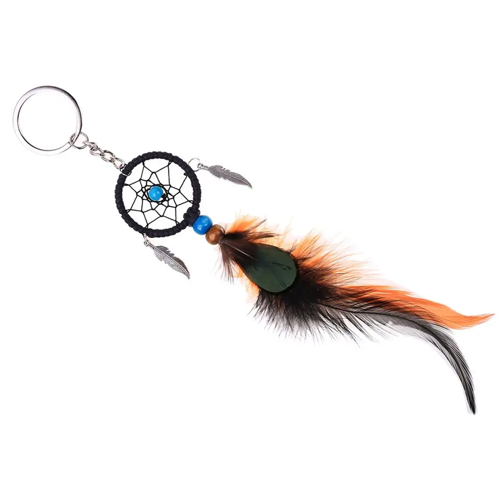 Hand Woven National Style Hand Catching Dream Net Feather Key Car Pendant Dropshipping